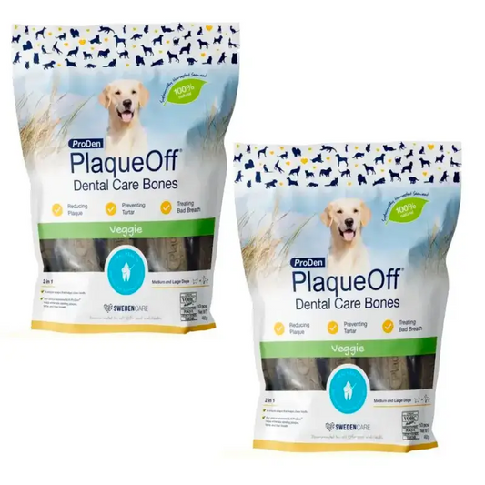 Plaqueoff Dental Care Bones Veggie Hundesnack für Hunde, Packung 2 x 485 g