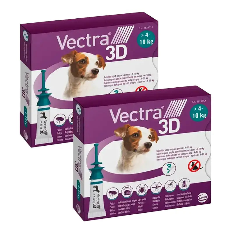 Vectra 3D Hund 4-10 kg, Pack 2 X 3 Pipetten