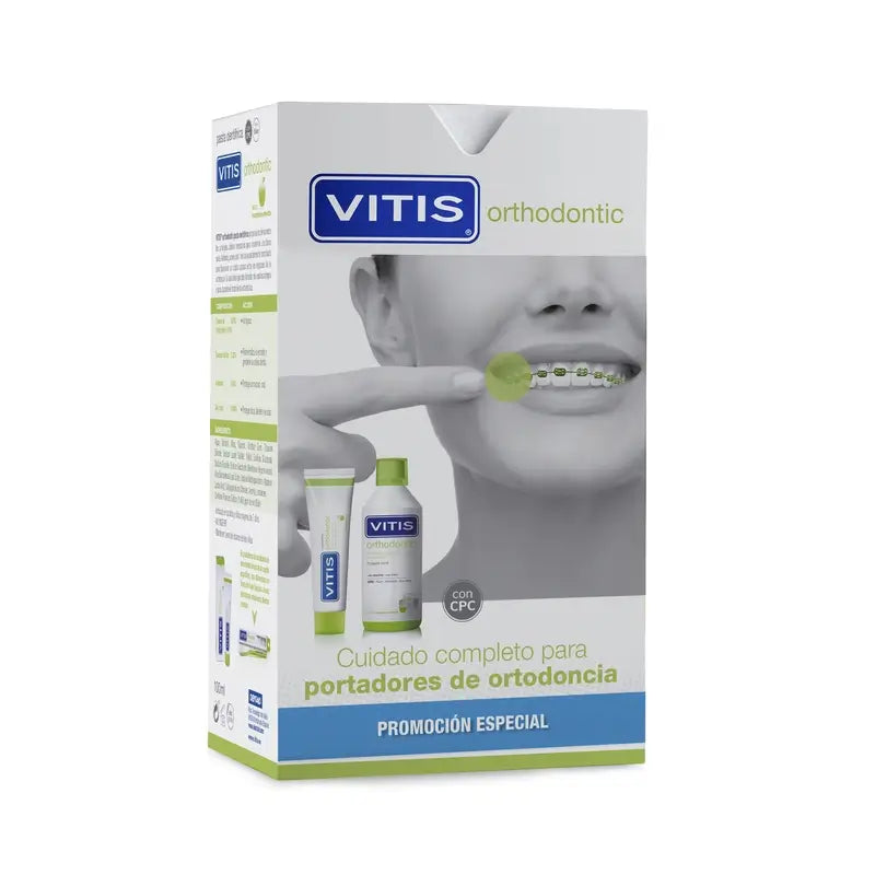 VITIS Pack Kieferorthopädische Zahnpasta 100 ml + Mundspülung 500 ml