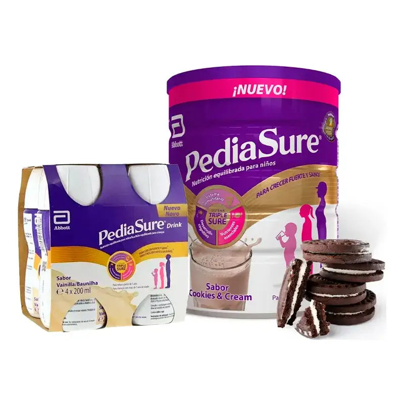 Pediasure Cookies & Cream + Drink Chocolate Kids, 850 gr + 4 Flaschen Vanilla x 220 ml