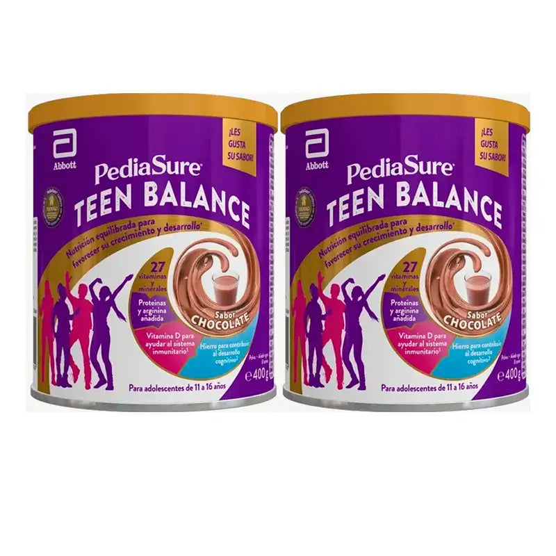 Pediasure Teen Balance Schokoladenpulver Nahrungsergänzungsmittel für Teenager, Packung 2 x 400 g
