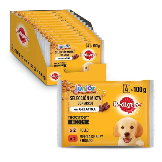 Pedigree 4Pack Junior Huhn & Reis Sachets 13X4X100