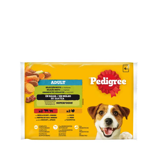 Pedigree Sachets 4Pack Kalbfleisch & Geflügelpastete 13X4X100Gr