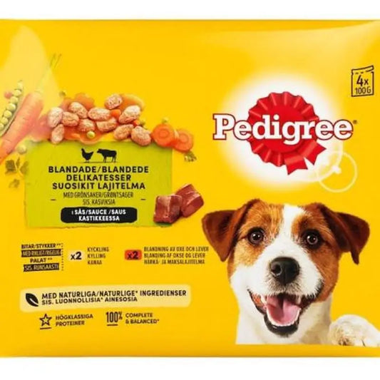 Pedigree Sachets 4Pack Kalbfleisch & Geflügelpastete 13X4X100Gr