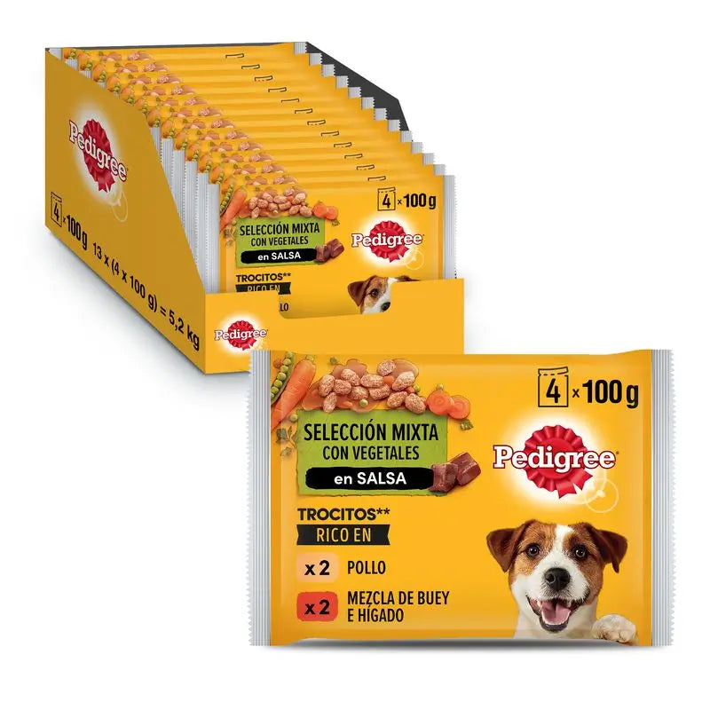 Pedigree Pouch 4Pack Huhn Rindfleisch & Grün 13X4X100