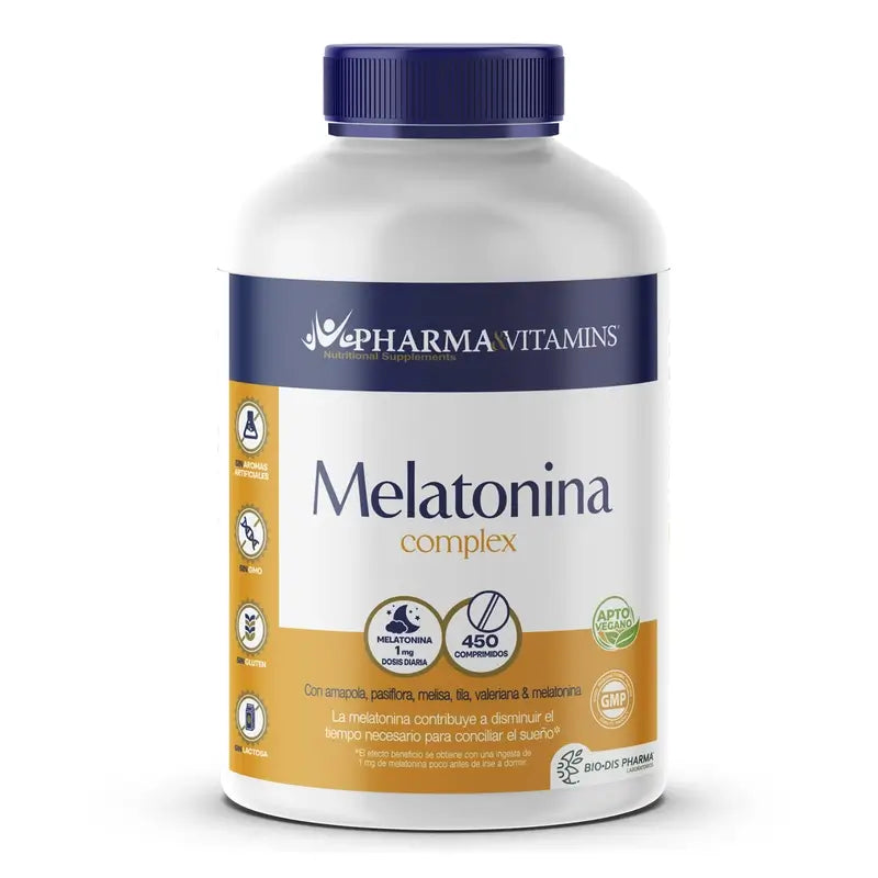 Pharma & Vitamine Melatonin 1 Mg Complex (für Veganer geeignet) , 450 Tabletten