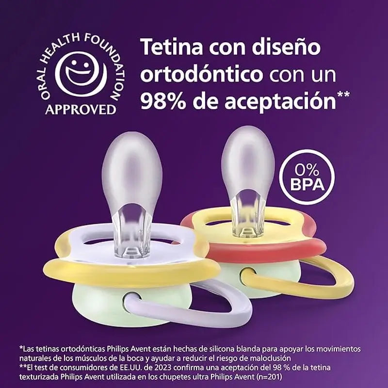 Philips Avent 2 Ultra Air Nachtschnuller 0-6m Baby Mädchen