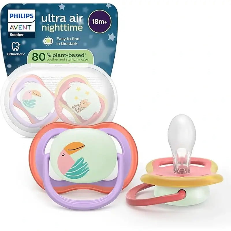 Philips Avent 2 Schnuller Ultra Air Night-Time +18m Baby Mädchen