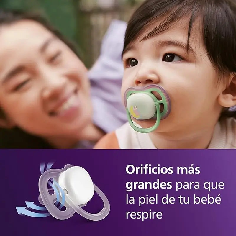 Philips Avent 2 Ultra Air Nachtschnuller 6-18m Baby Mädchen
