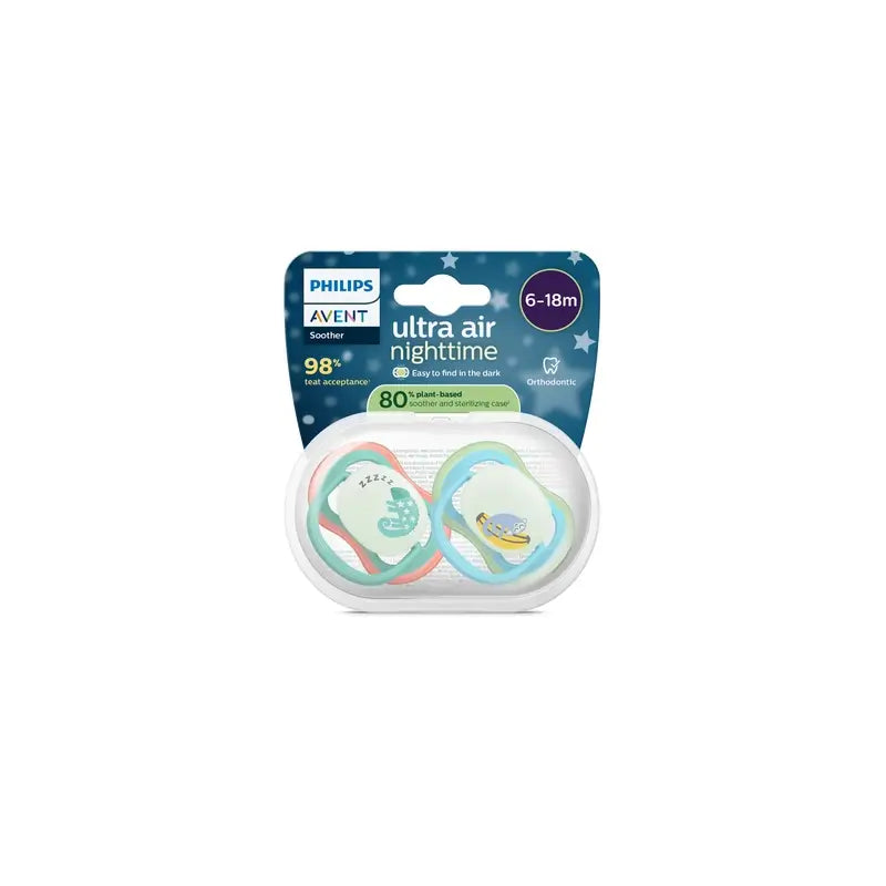 Philips Avent 2 Schnuller Ultra Air Nachtzeit 6-18m Baby Junge