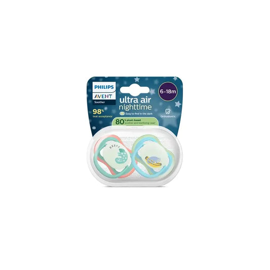 Philips Avent 2 Schnuller Ultra Air Nachtzeit 6-18m Baby Junge