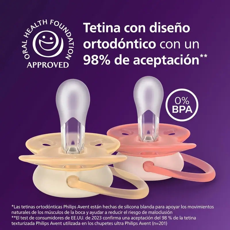 Philips Avent 2 ultraweiche Schnuller 0-6m Baby Mädchen