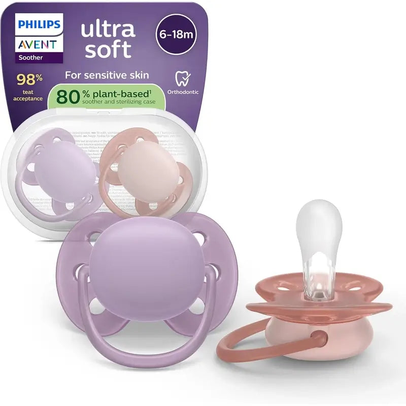 Philips Avent 2 ultra weiche Schnuller 6-18m Baby Mädchen
