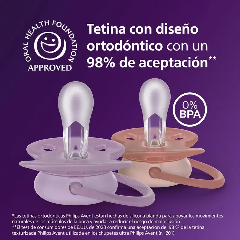Philips Avent 2 ultra weiche Schnuller 6-18m Baby Mädchen