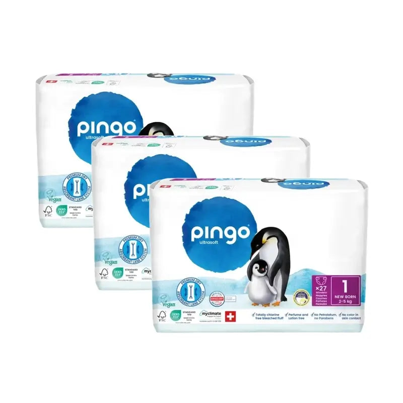 Pingo Ökologische Windeln Größe 1 (2-5 Kg), 3X27 Einheiten