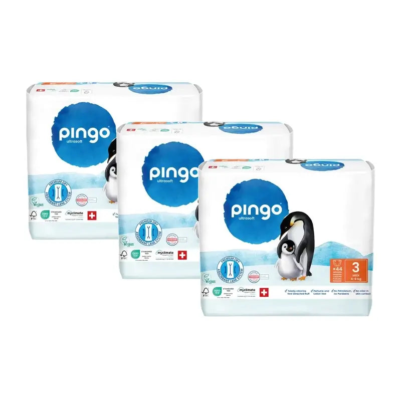 Pingo Ökologische Windeln Größe 3 (4-9 Kg), 3X44 Einheiten