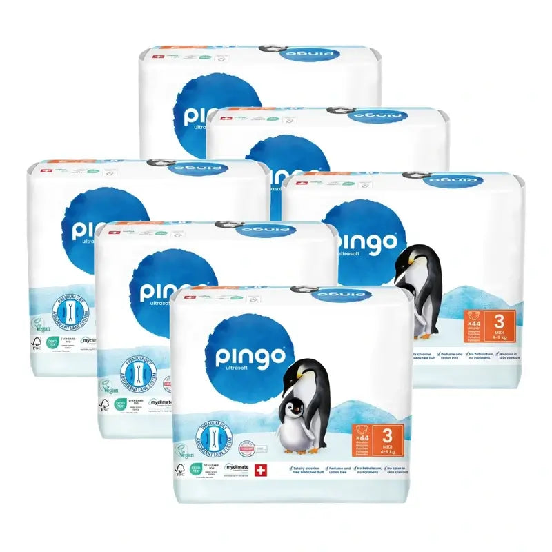 Pingo Ökologische Windeln Größe 3 (4-9 Kg), 6X44 Einheiten