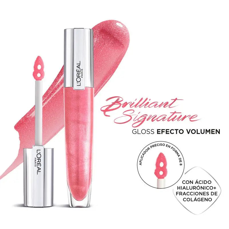 L'Oréal Paris Brilliant Signature Plump Lipstick: Volumenspendende Wirkung mit Hyaluronsäure und Kollagen, 6 Farbtöne