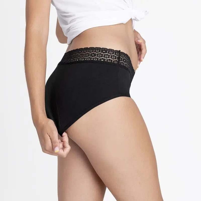Platanomelon Kiwitas Spitze Menstruationshöschen Schwarz / M