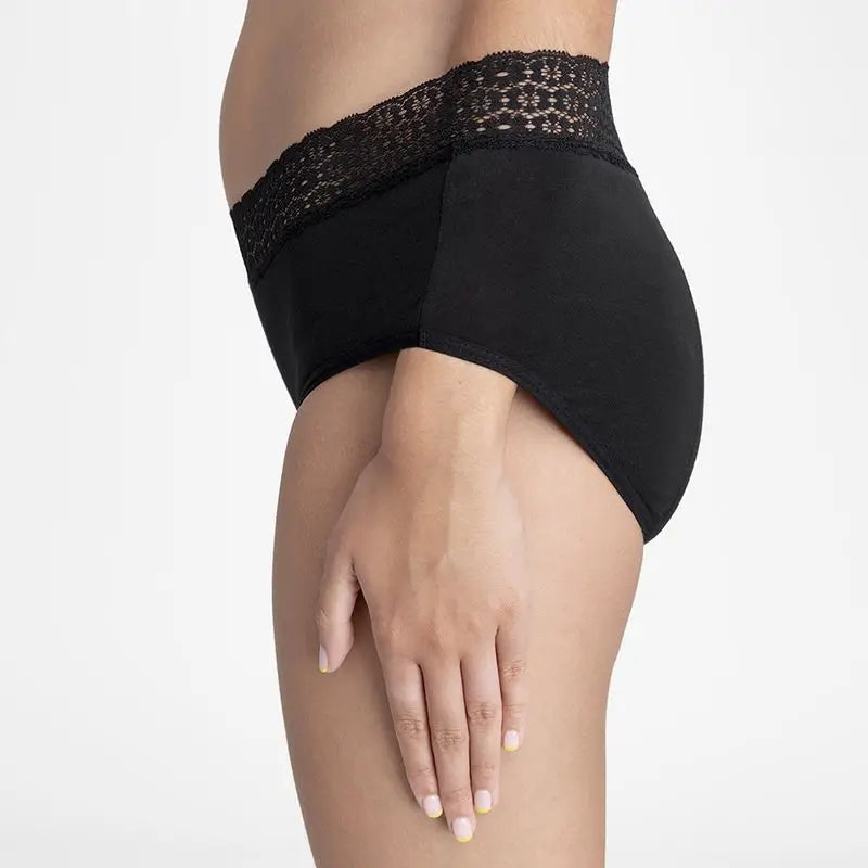 Platanomelon Kiwitas Spitze Menstruationshöschen Schwarz / M