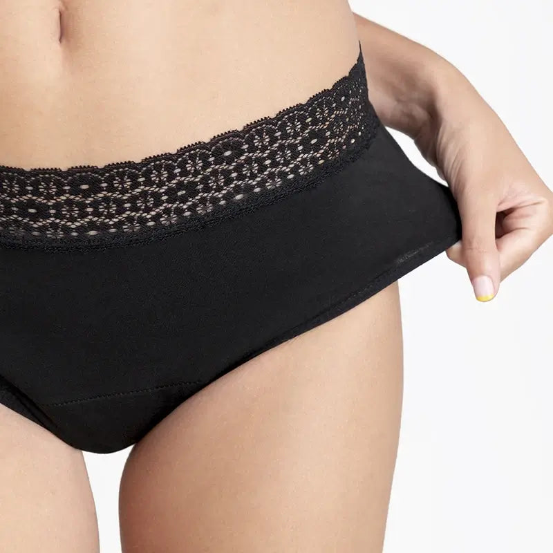 Platanomelon Kiwitas Spitze Menstruationshöschen Schwarz / S