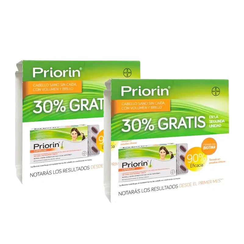 PriorIn Duplo – Gesundes Haar ohne Haarausfall, 2 x 60 Kapseln, 2er-Pack (240 Kapseln)