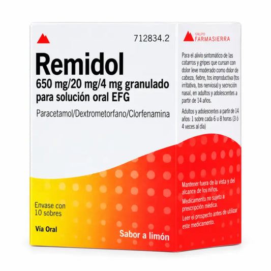Remidol 650 Mg/20 Mg/4 mg Granulat zum Einnehmen Efg, 10 Beutel