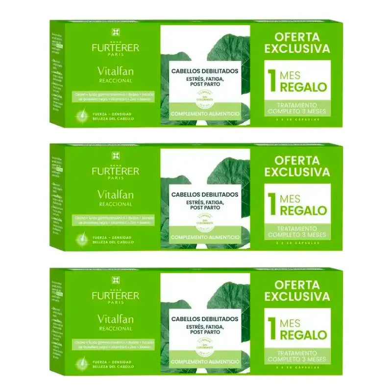 Rene Furterer Vitalfan Anticaida Reaccional, Packung 3 x 30 Kapseln