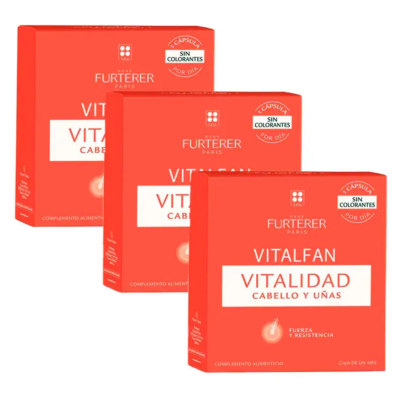 Rene Furterer Vitalfan Vitalität Haare und Nägel, Packung 3 x 30 Kapseln