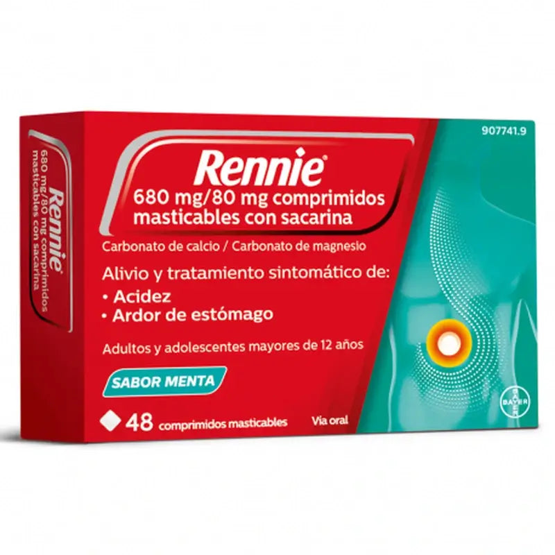 Rennie 48 Kautabletten mit Saccharin Pfefferminz