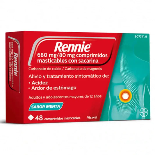 Rennie 48 Kautabletten mit Saccharin Pfefferminz