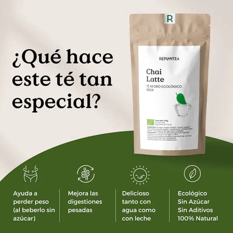 Replantea Schwarzer Tee Chai Latte Bio, 100 g