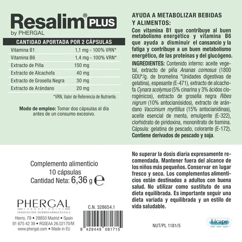 Resalim™ Plus Nahrungsergänzungsmittel Nahrungsergänzungsmittel Stoffwechselgetränk - 10 Tabletten