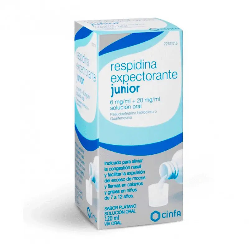Respidina Expectorant Junior 6 Mg/ ml + 20 Mg/ ml Oral Solution, 120 ml