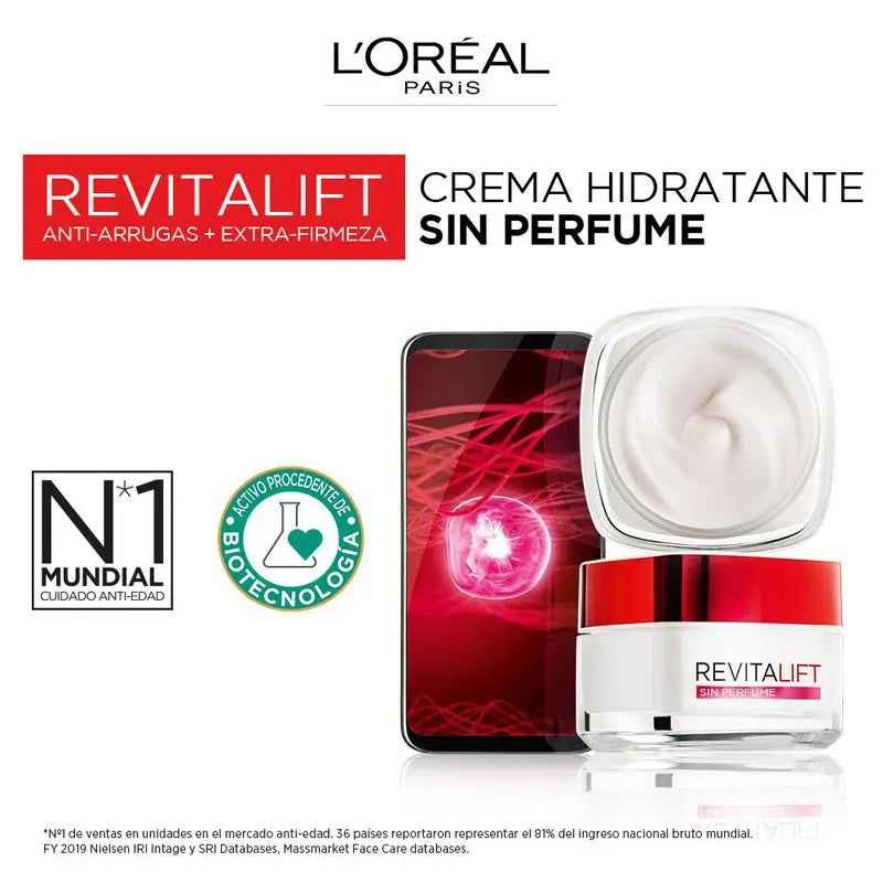 L'Oréal Paris Revitalift Unparfümierte feuchtigkeitsspendende Anti-Falten-Creme Extra Straffend