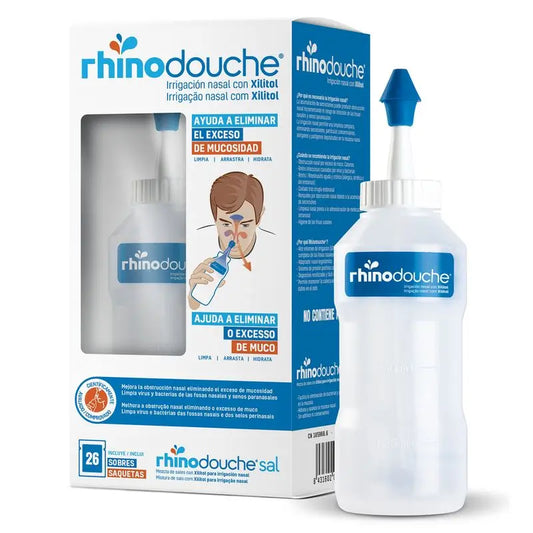 Rhinodouche Nasenspülung für Erwachsene 500 ml + Salz 26 Portionsbeutel