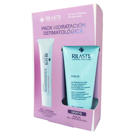 Rilastil Aqua Dermatologische Feuchtigkeitscreme für das Gesicht, 40 ml + 500 ml