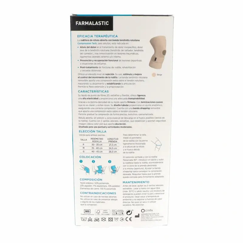 Kniescheibenbandage mit infrapatellarem Band, Größe Large Beige