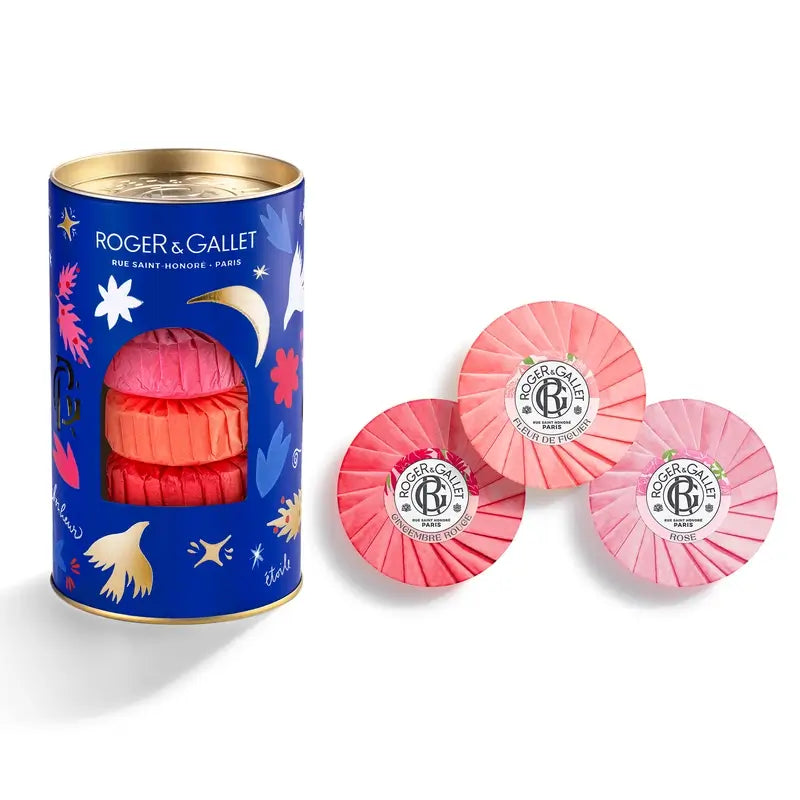 Roger & Gallet Wellness Seifenkiste: Fleur De Figuier - Gingembre Rouge - Rose, 3 Stück.