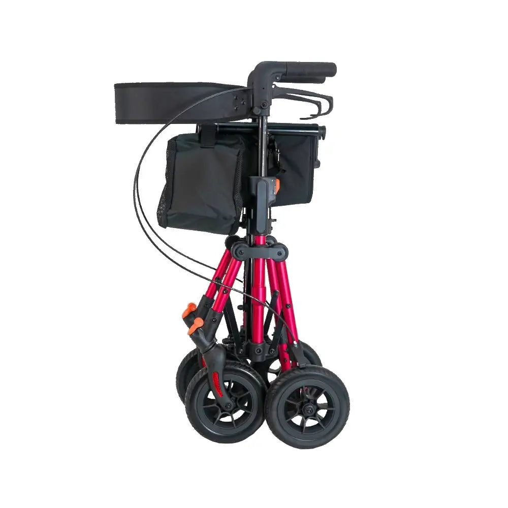 Kompakter Rollator aus Aluminium, rot