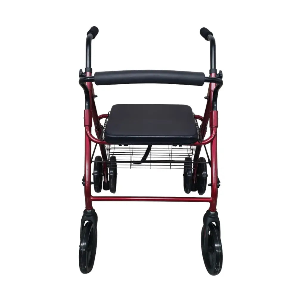 Aluminium-Rollator mit Druckbremsen, 200 mm (rot)