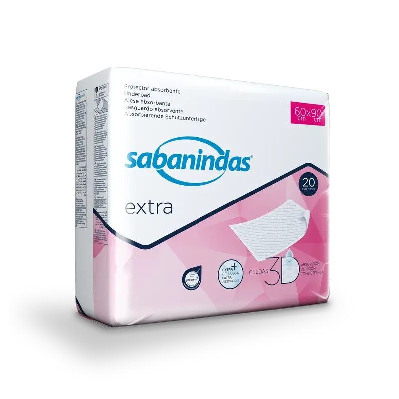 Sabanindas Extra saugfähige Pad Maxi 60 X 90 Cm. , 20 Stk.
