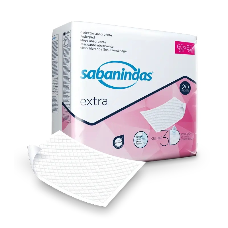 Sabanindas Extra saugfähige Pad Maxi 60 X 90 Cm. , 20 Stk.