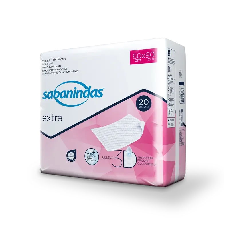 Sabanindas Extra saugfähige Pad Maxi 60 X 90 Cm. , 20 Stk.