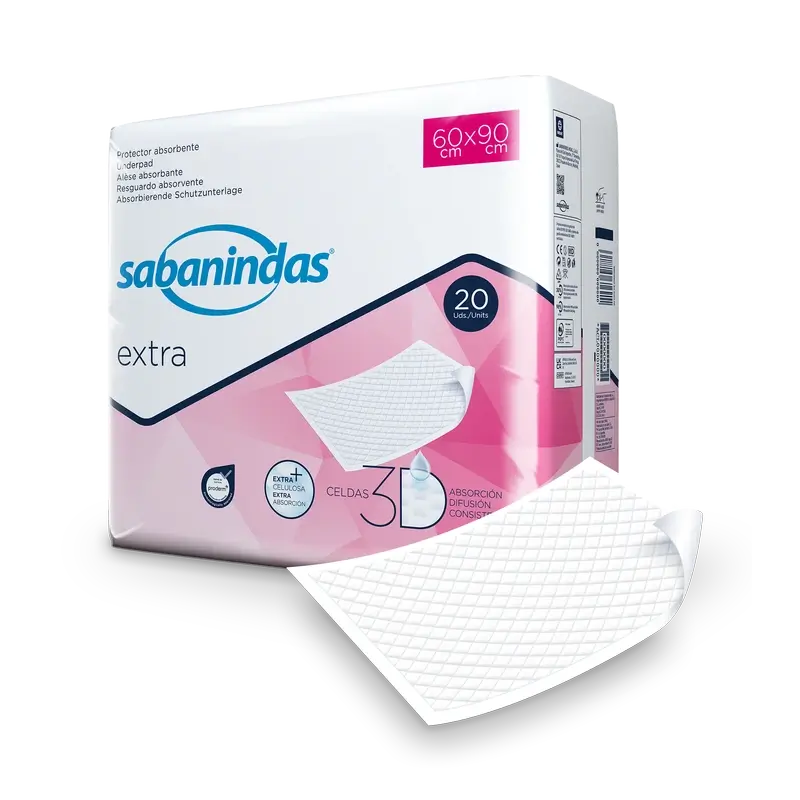Sabanindas Extra saugfähige Pad Maxi 60 X 90 Cm. , 20 Stk.