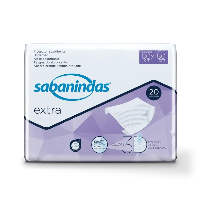 Sabanindas Extra Adjustable Absorbent Pad 80 X 180 Cm. , 20 Stk.