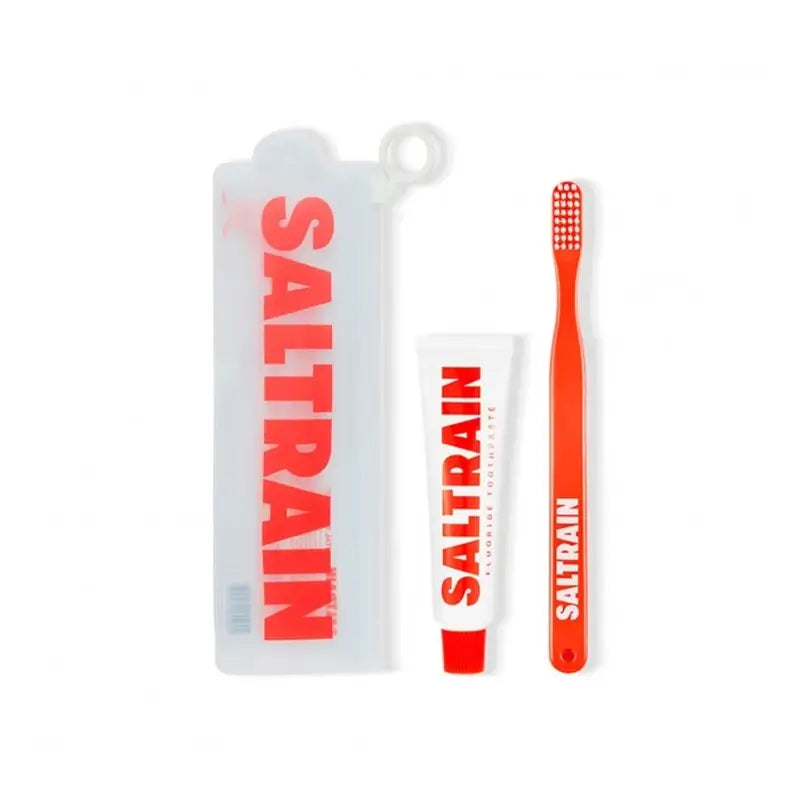 Saltrain Travel Kit Rotes Fluorid und eine Bürste