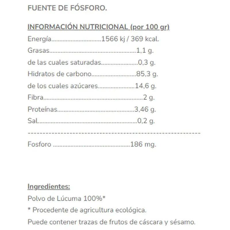 Salud Viva Lucuma-Pulver 250Gr. Sg S/A Vegan
