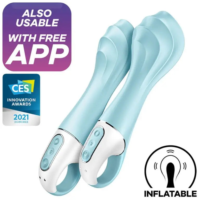 Satisfyer Connect Luftpumpe Vibrator 5+ Aufblasbarer G-Punkt Vibrator App - Blau