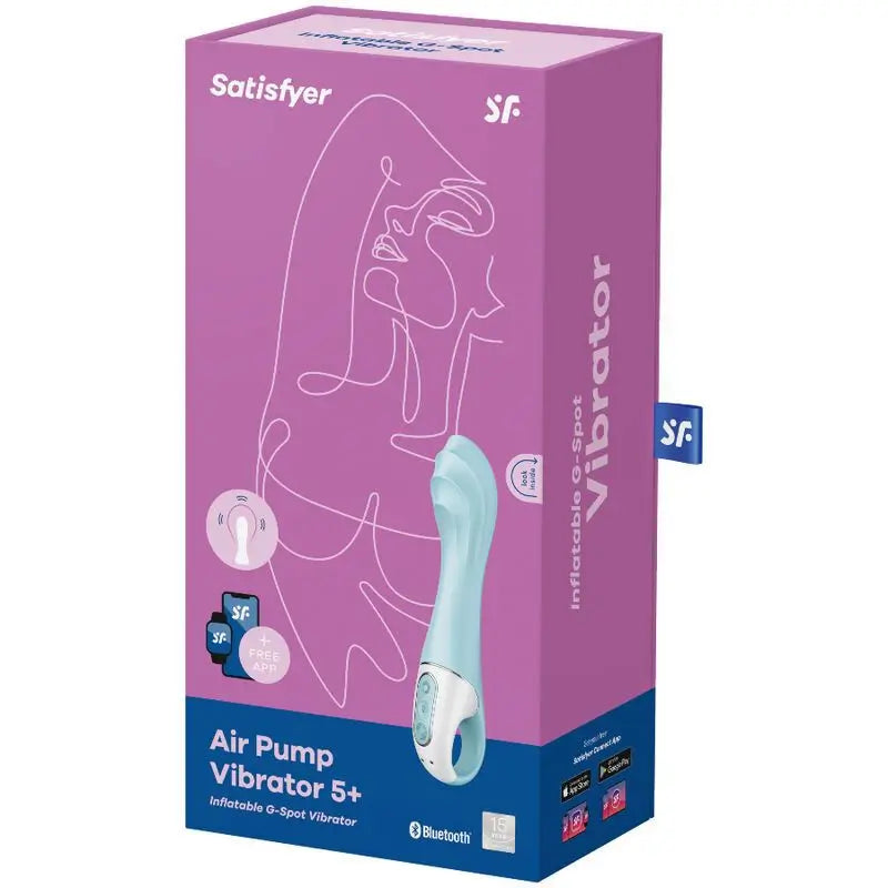 Satisfyer Connect Luftpumpe Vibrator 5+ Aufblasbarer G-Punkt Vibrator App - Blau